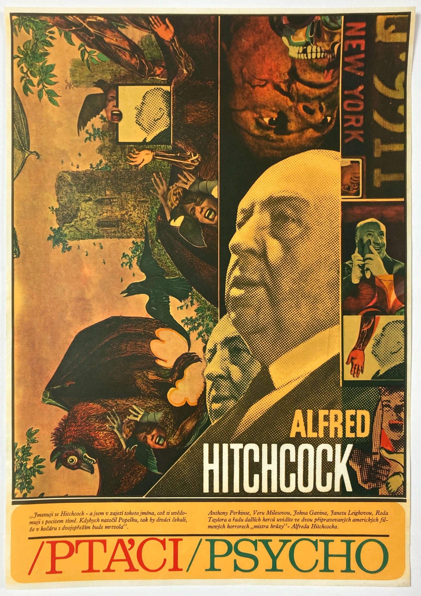 PSYCHO & BIRDS | Alfred Hitchcock | Double Bill Czech Movie Poster