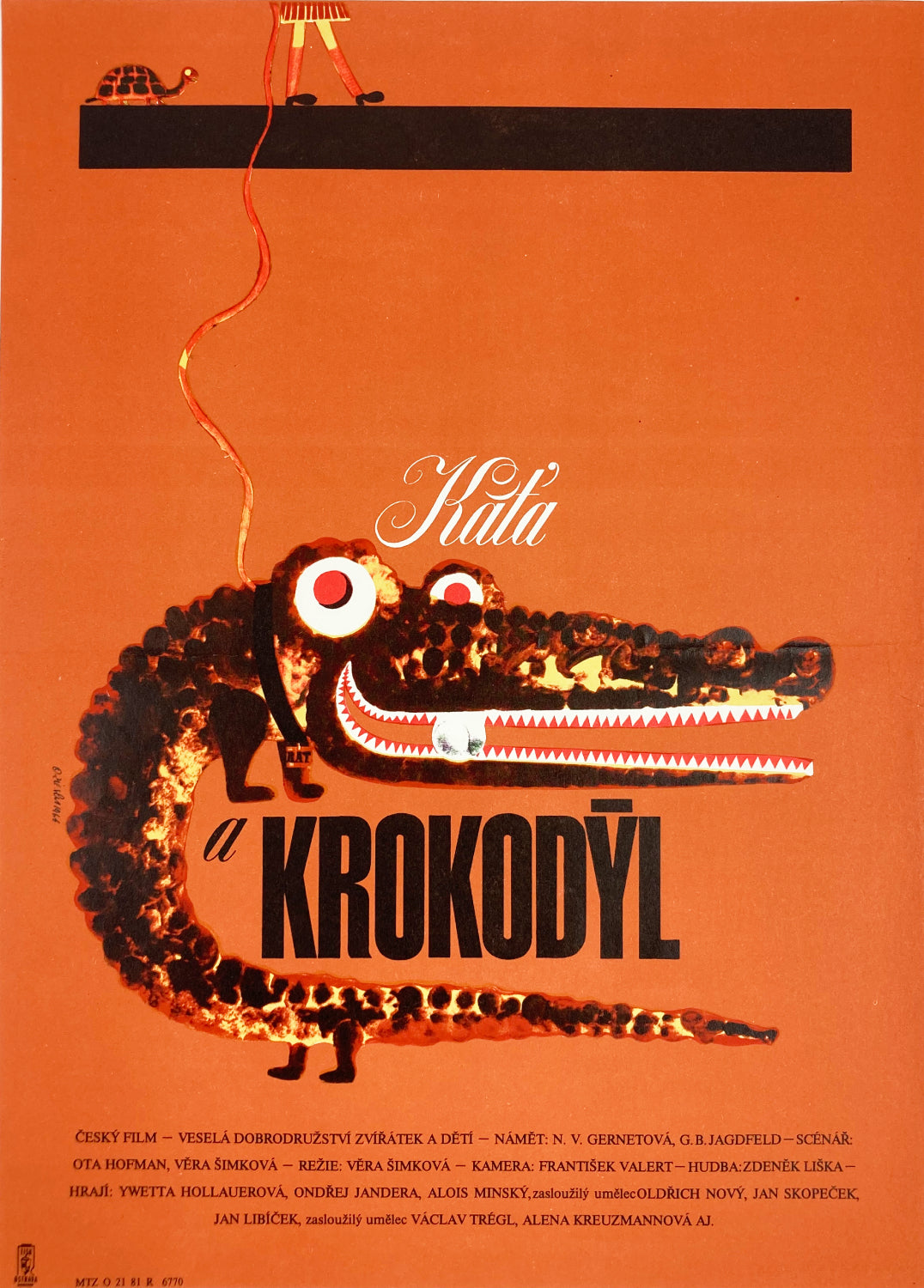 Little Kate and the crocodile beautiful Czech poster for children