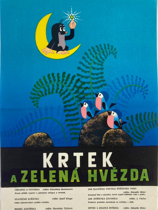 LITTLE MOLE AND GREEN STAR Czech Poster by Zdenek Miler