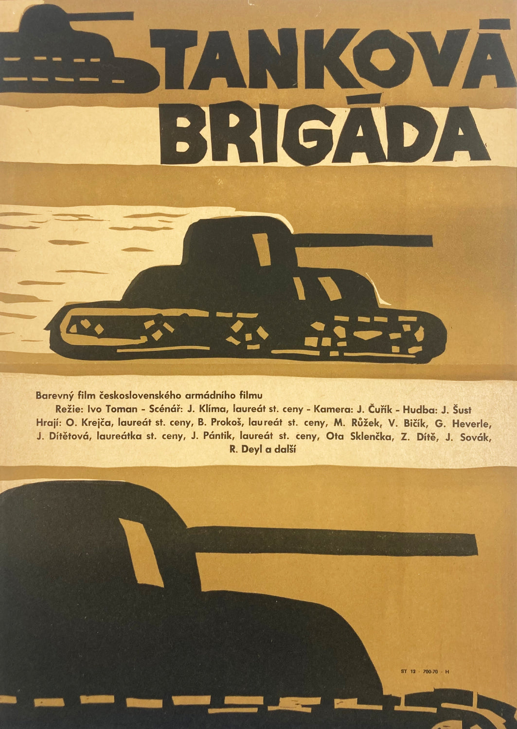 T-34/85 tanks themed image poster with silhouettes of tanks and text in a stylized font.