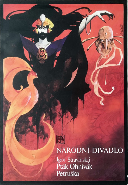 THE FIREBIRD, PETRUSHKA, Igor Stravinsky, Large Original Czech Poster