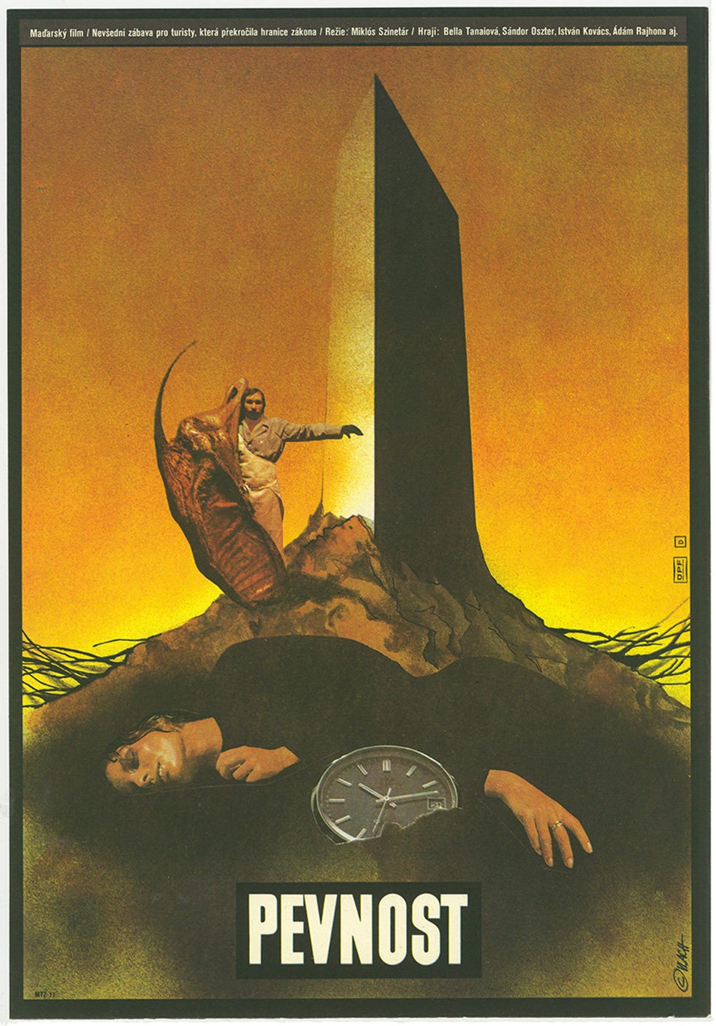 Surreal Film Poster from Czechoslovakia for Hungarian Movie "The Fortress" 1980, Signed by designer Zdenek Vlach